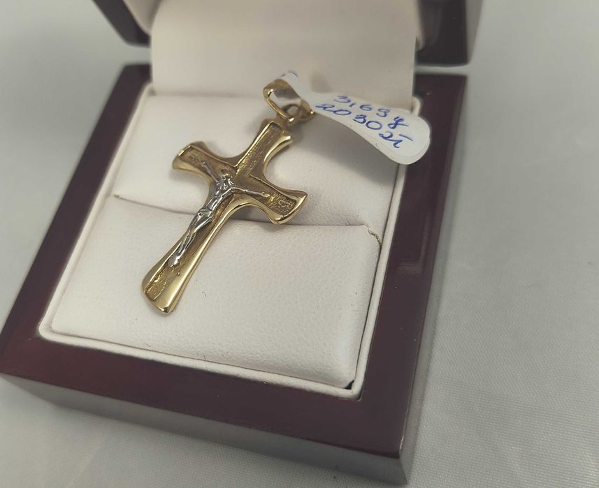 Wyrób jubilerski używana złota zawieszka 585 3,69G KRZYŻ