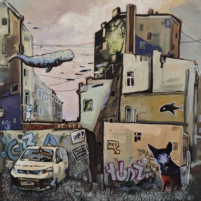 Obraz Olejny Ukryci Mieszkańcy Miasta v.3 - Piotr Chrzanowski