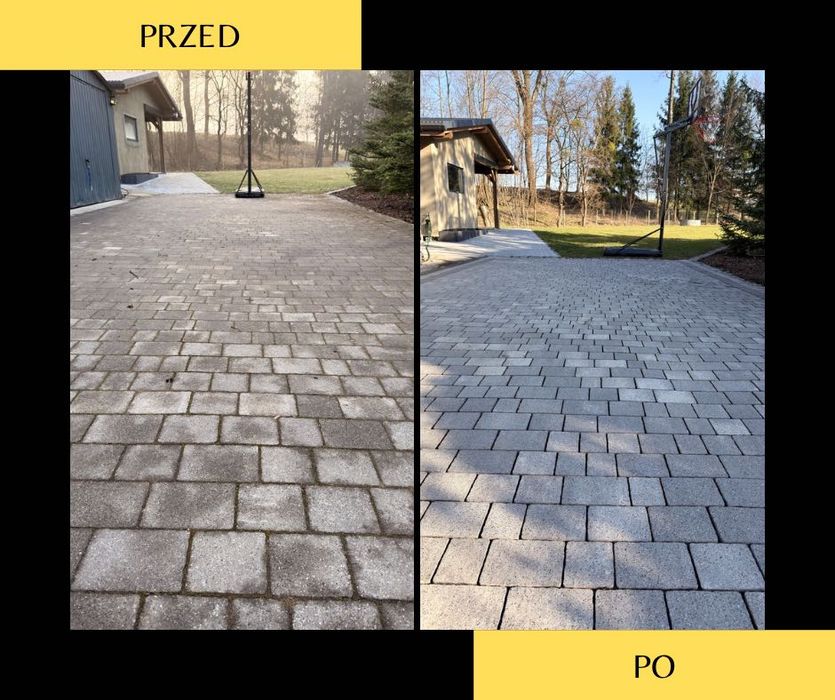 Profesjonalne czyszczenie kostki brukowej, elewacji, dachów