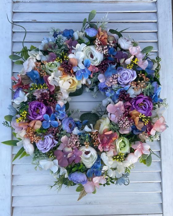 Wianek na drzwi, kolorowy, wiosenny. FloWerka