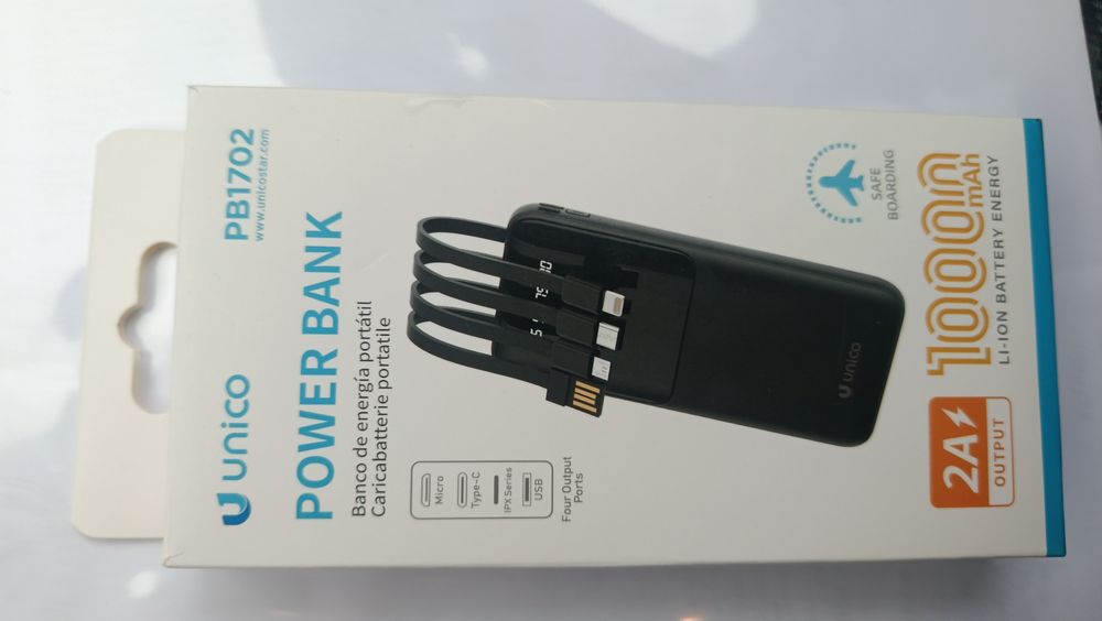 PowerBank com 4 cabos integrados