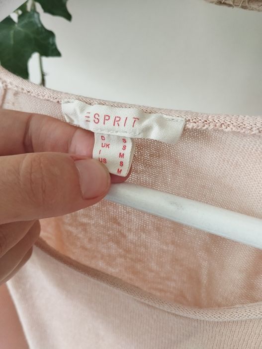 Bluzka dzianinowa, cienki sweter, basic, pudrowa, bawełna r.S Esprit