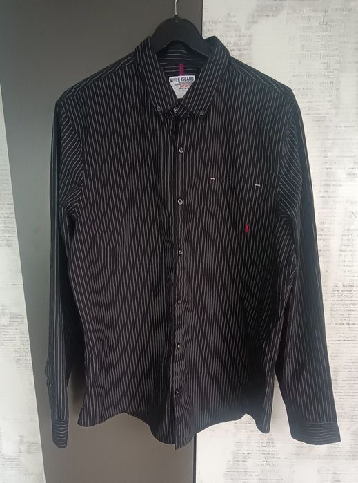 Koszula czarna w paski, River Island, rozmiar XL