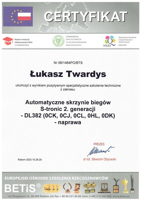 Skrzynia biegów S-Tronic DL501-7Q (0B5), DL382 (0CK, 0CJ, 0CL, 0HL)