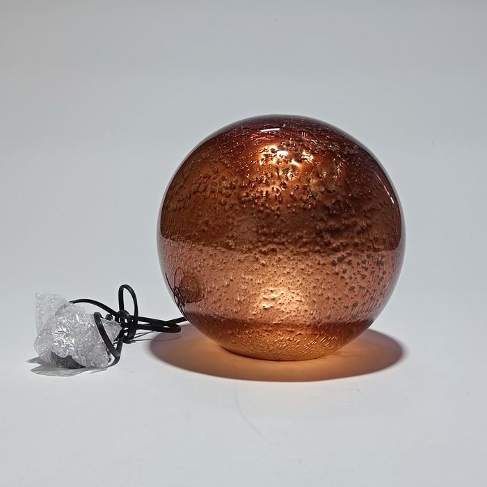 Candeeiro esfera vidro soprado cobre/dourado
