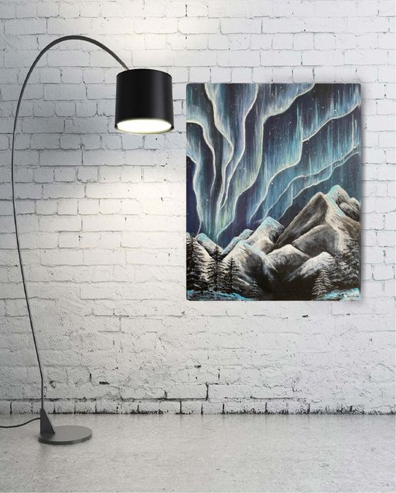 Quadro Artístico Aurora Boreal em acrílico