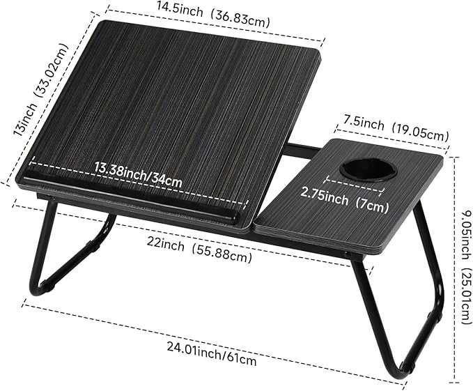 Regulowany składany stojak na laptopa z uchwytem na kubek