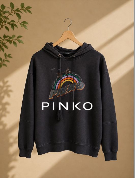 Czarna bluza z bawełny z logo PINKO rozmiar 36 S marki Pinko