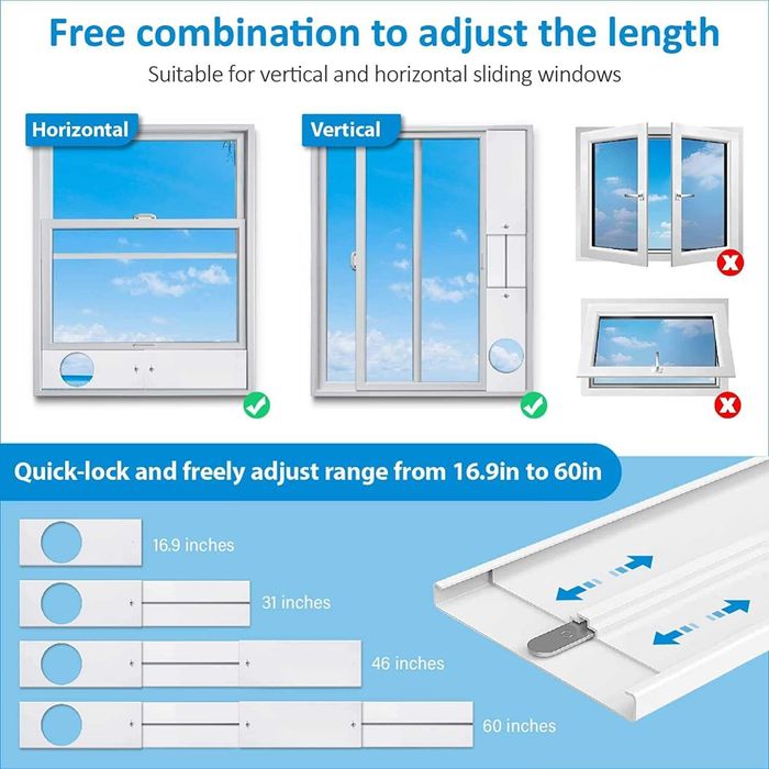 3 Kits de vedação de janela universal ar condicionado portátil - 15 cm