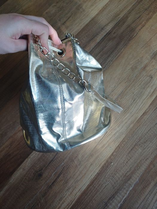 Torebka złota roberto cavalli parfum worek na ramię