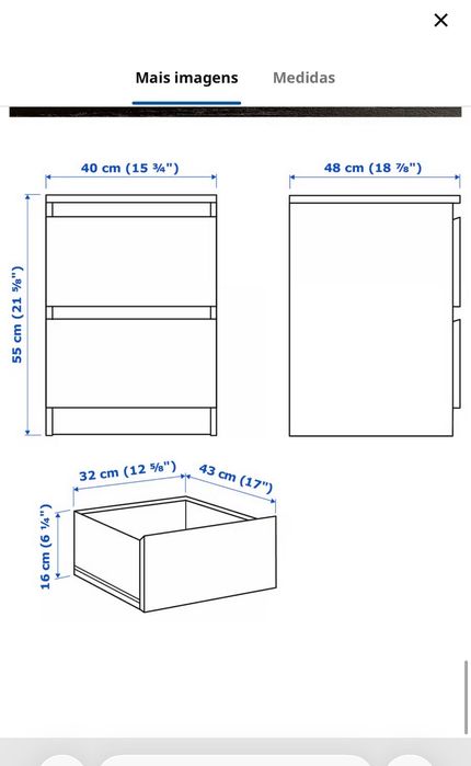 Mesa de cabeceira Malm