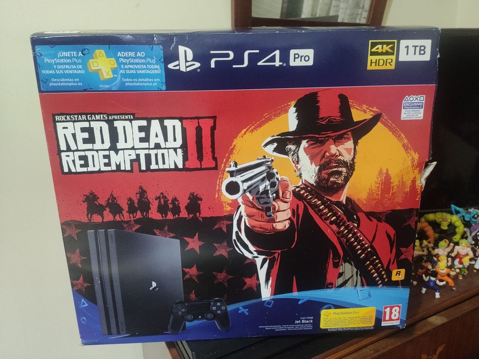 PS4 Pro 1TB 4K – Caixa Original + 2 Comandos + 3 Jogos (GTA V, RDR2)