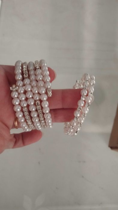 Pulseira strass e perolas para noiva ou cerimonia