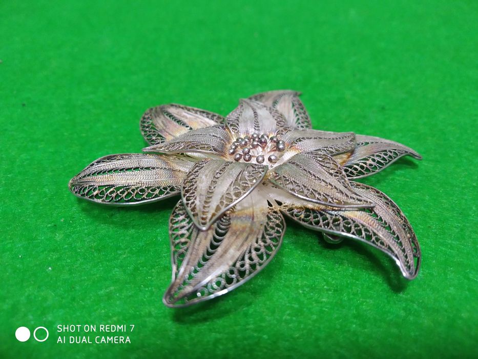 Винтажная большая серебряная брошь.Европа.