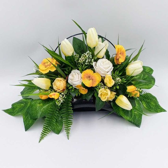 Stroik na cmentarz kwiaty sztuczne wiązanka nagrobna kompozycja na grób