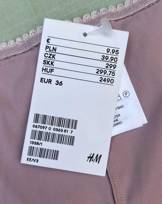 Figi-pas do pończoch, pudrowy róz, atlas, limitowana kolekcja H&M.