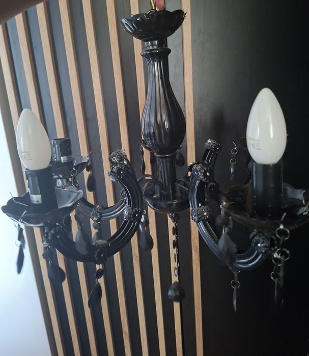 Efektowne lampa sufitowa żyrandol plastikowy 5 ramienny magnolia
