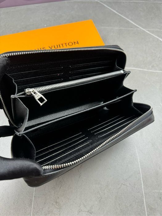 LOUIS VUITTON клатч кошелек мужской черный кожаный