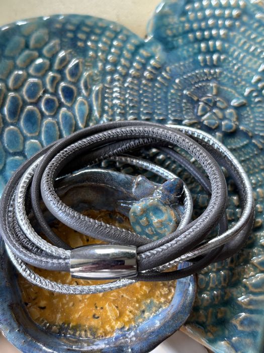 Bransoletka skóra srebro