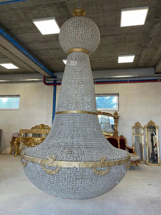Lampa Żyrandol - Kryształ- Gruszka 350 Cm Duża Fi 190 Mega Duży