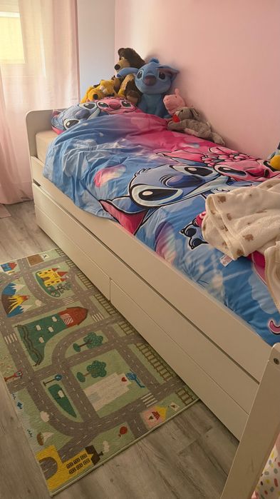 Cama Slakt IKEA com estrado, gaveta por baixo com estrado colchão e ainda arrumação