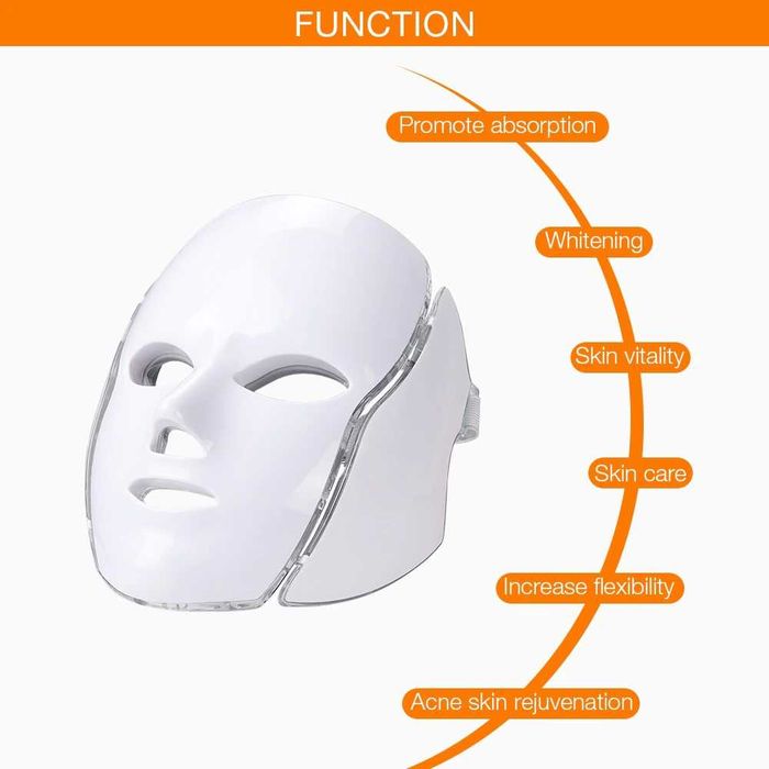 7 cores luz led máscara facial com pescoço tratamento cuidados faciais