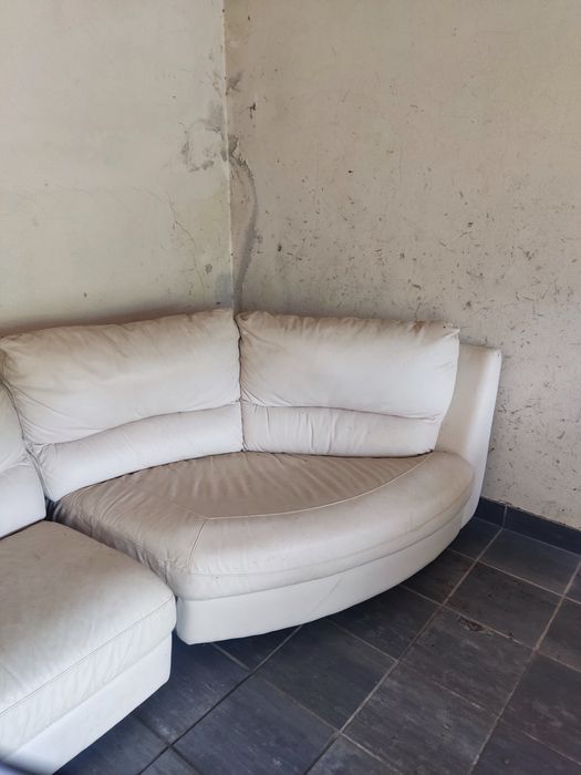 Sofá modular em pele branco anos 80