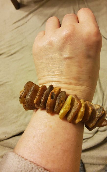 Duże korale  i bransoletka z bursztynu surowego