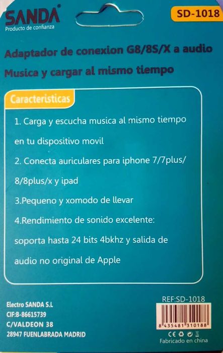 Adaptador Iphone 2 em 1 carga e música