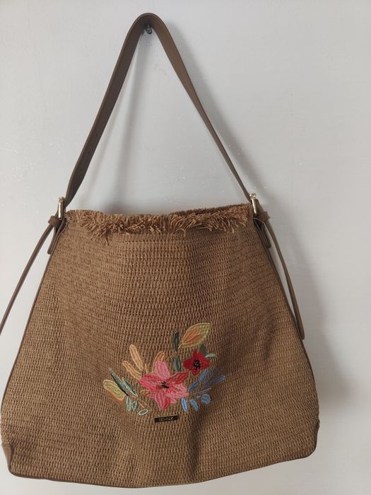 Piękna pleciona torebka shopper, worek ochnik