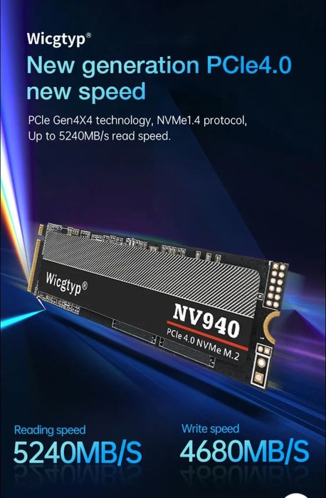 Новий SSD Wicgtyp 1 TB 5000Мб/с NVMe 1.4 PCI-E 4.0
