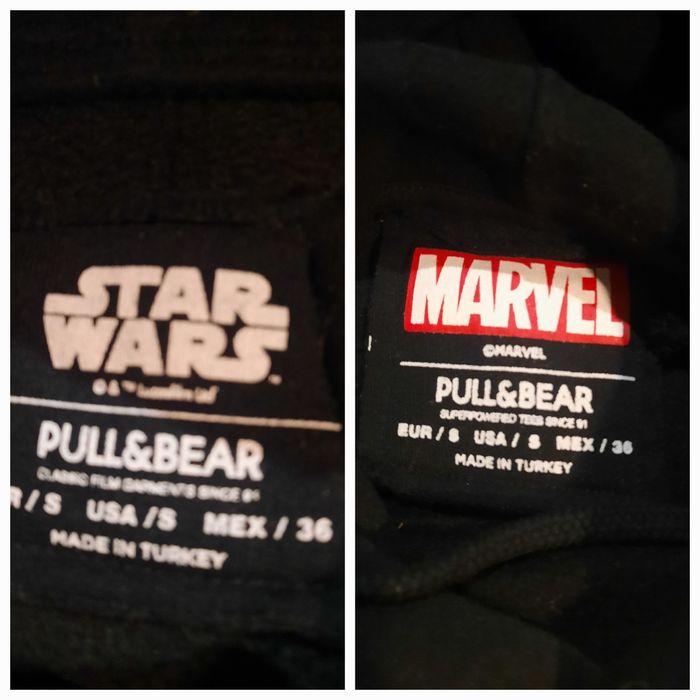 Duas sweats, uma da marvel e outra da star wars