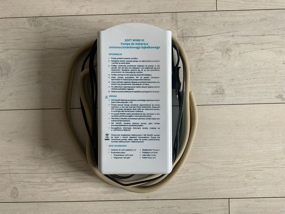 Materac przeciwodleżynowy z kompresorem