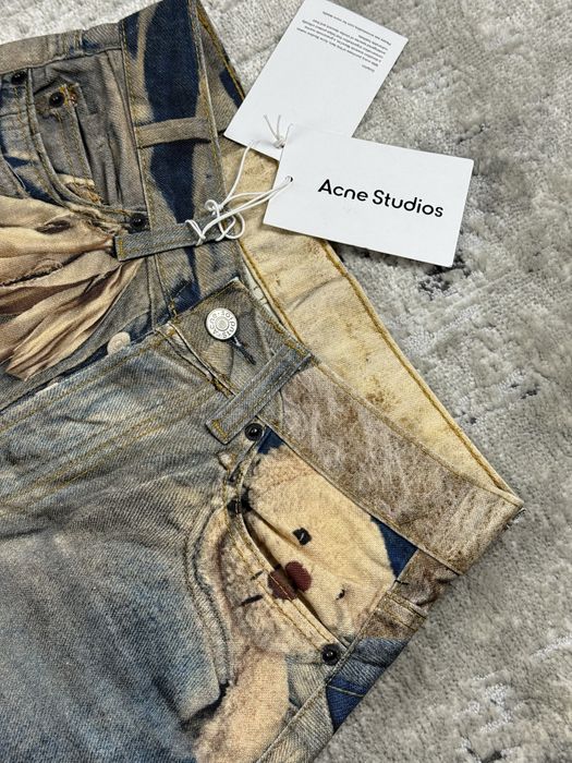 Джинсы acne studios акне студио loose fit jeans 1981 широкие джинсы print archive baggy архив