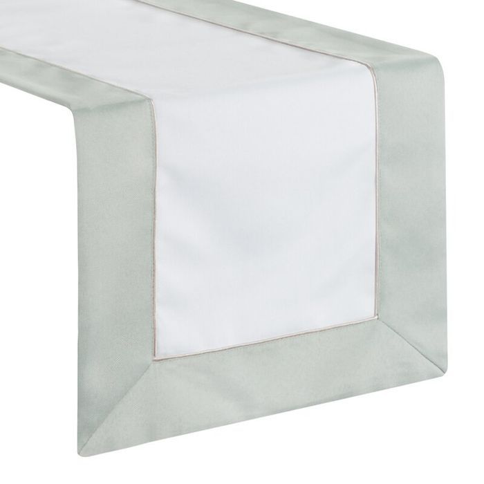 Obrus bieżnik 40x180 Sylvia naturalny oliwkowa lamówka