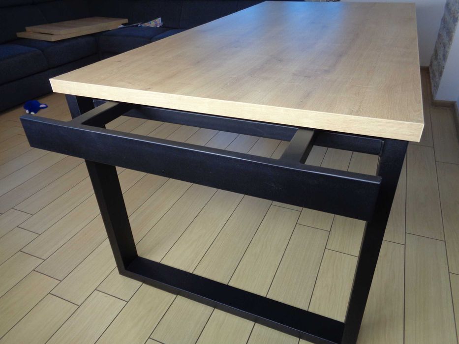 ROZKŁADANY Stół LOFT industrialny 180x90+2x45 Dostawki Ramka  EGGER