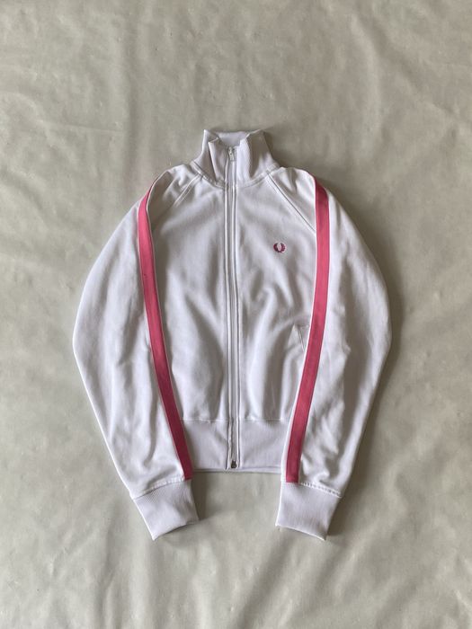 トップス archive FRED PERRY track jacket y2k Fred Perry Y2K White/Pink Track Zip Jacket олимпийка зипка