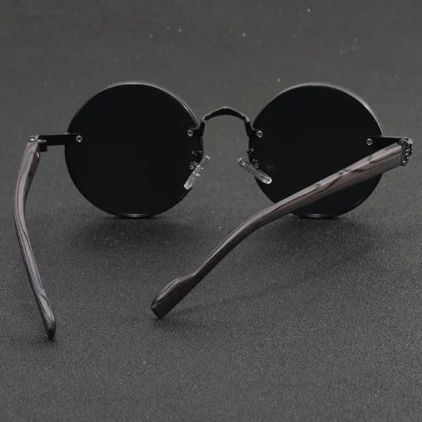 Солнцезащитные круглые очки в стиле ретро с деревянными дужками