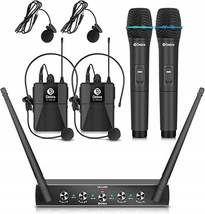 Debra Audio AU400 Pro UHF 4-kanałowy system mikrofonowy bezprzewodowy