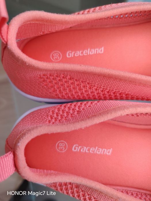 Balerinki koralowe z dzianiny nowe