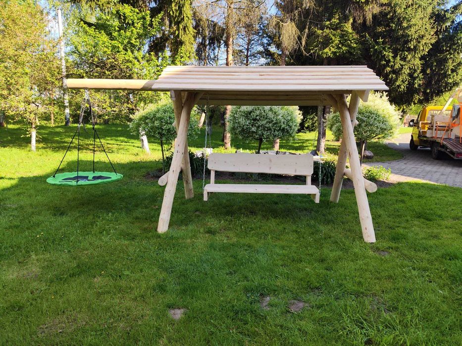 Meble ogrodowe DREWNIANE góralskie DO OGRODU biesiadne LITE DREWNO +