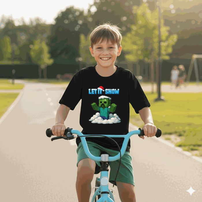 Koszulka dziecięca czarna –  minecraft świąteczna prezent święta 140