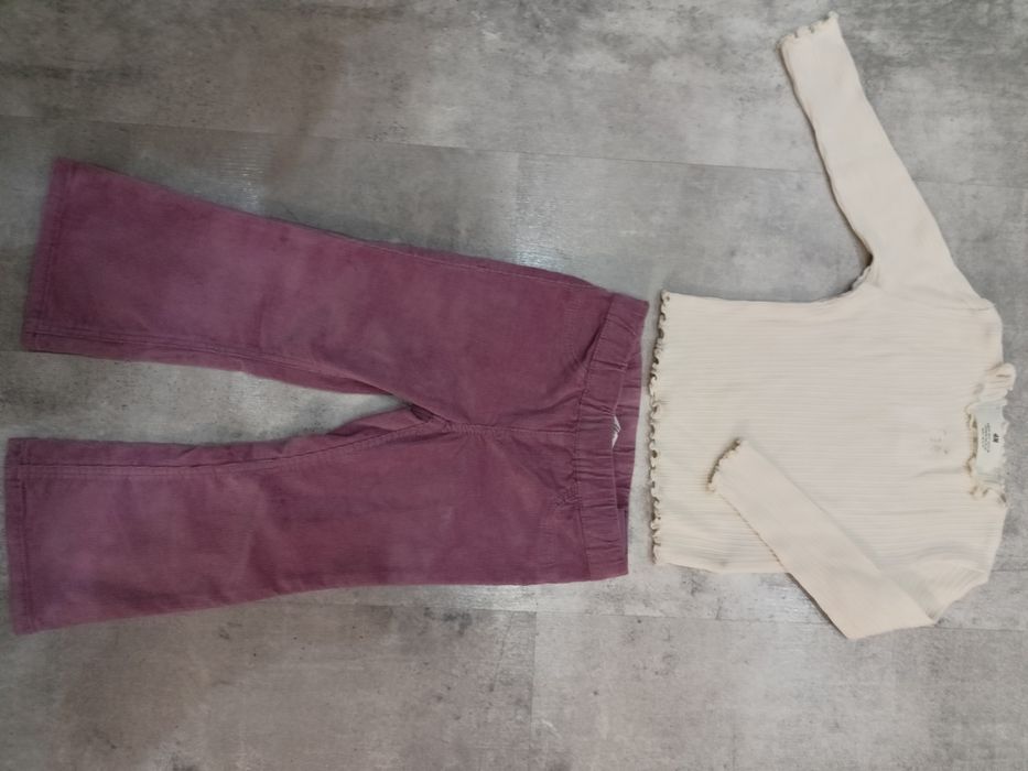 H&M bluzka długi rękaw + spodnie sztruksowe