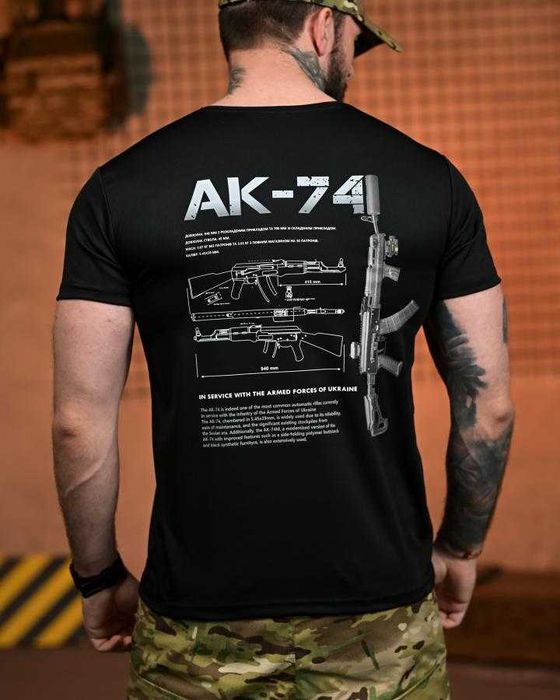 Тактична футболка AK-74 Coolmax чорна Без передоплати