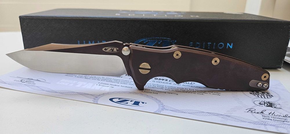 Nóż Zero Tolerance ZT0392BRNGLD Limited Edition Factory Custom Rick Hinderer Wrocław