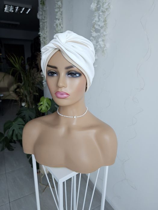 Turban czepek Ola śmietanka-beż nakrycie głowy podczas leczenia czapka