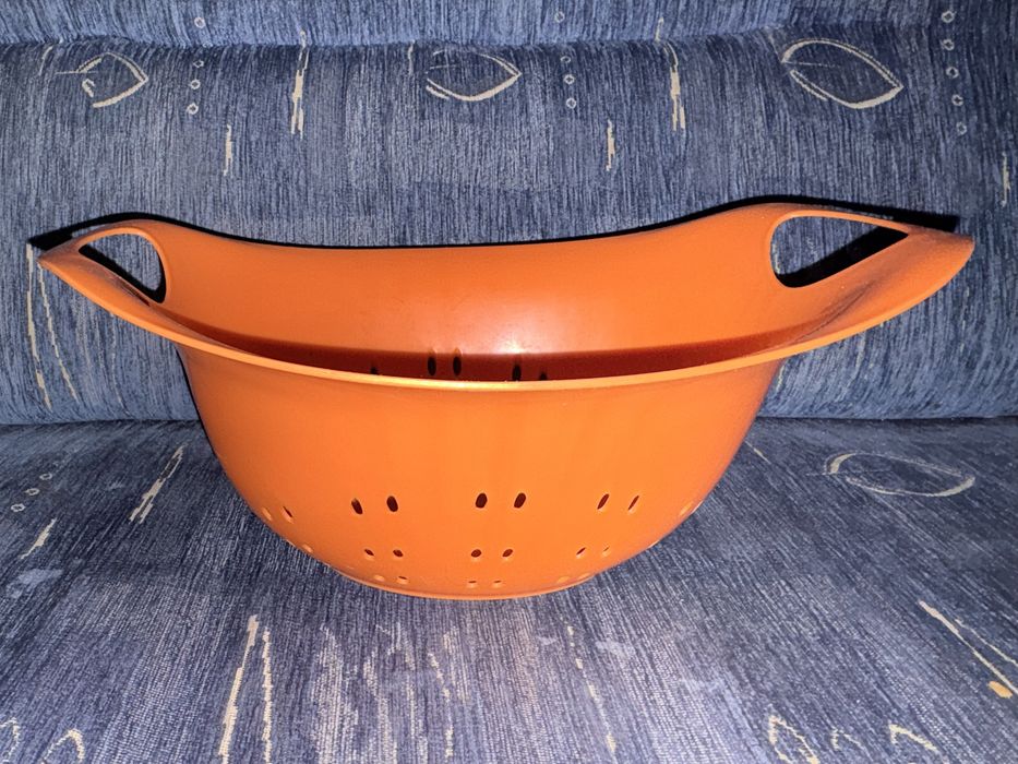Durszlak Cedzak Kuchenny Pomarańczowy Retro Styl 2 Uchwyty