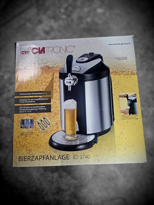 Dispensador de cerveja Clatronic BZ 3740 em aço inoxidável para barris