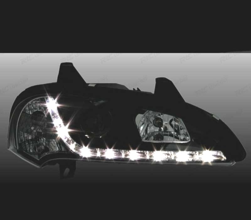 FARÓIS FRONTAIS LUZ DIURNA LED PARA OPEL TIGRA 94- FUNDO PRETO