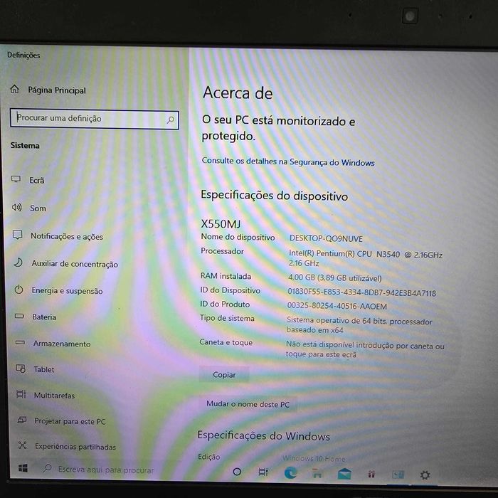 PC Portátil Asus X550MJ/N3540/4GB/GEFORCE 920M/1TB HDD/15"/W10 Home